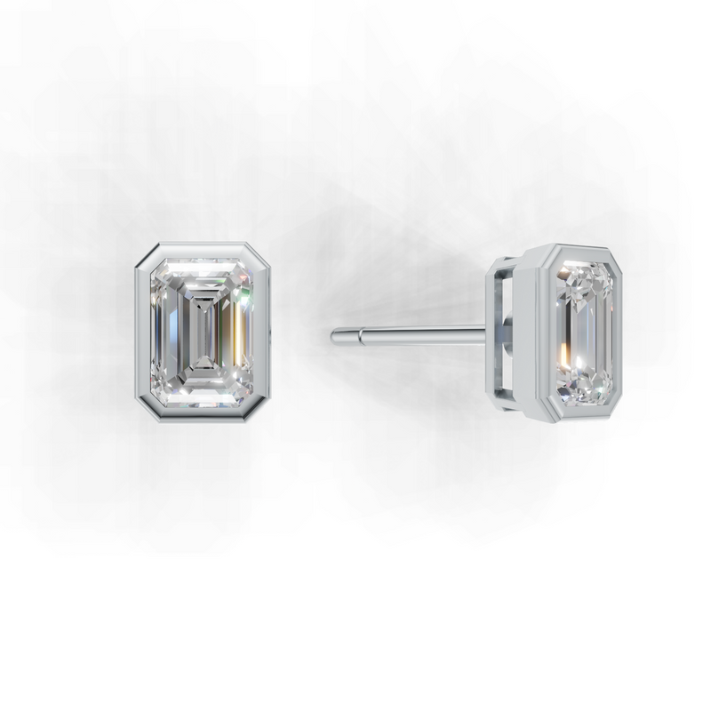 Emerald Lab Grown Diamond Bezel Earring