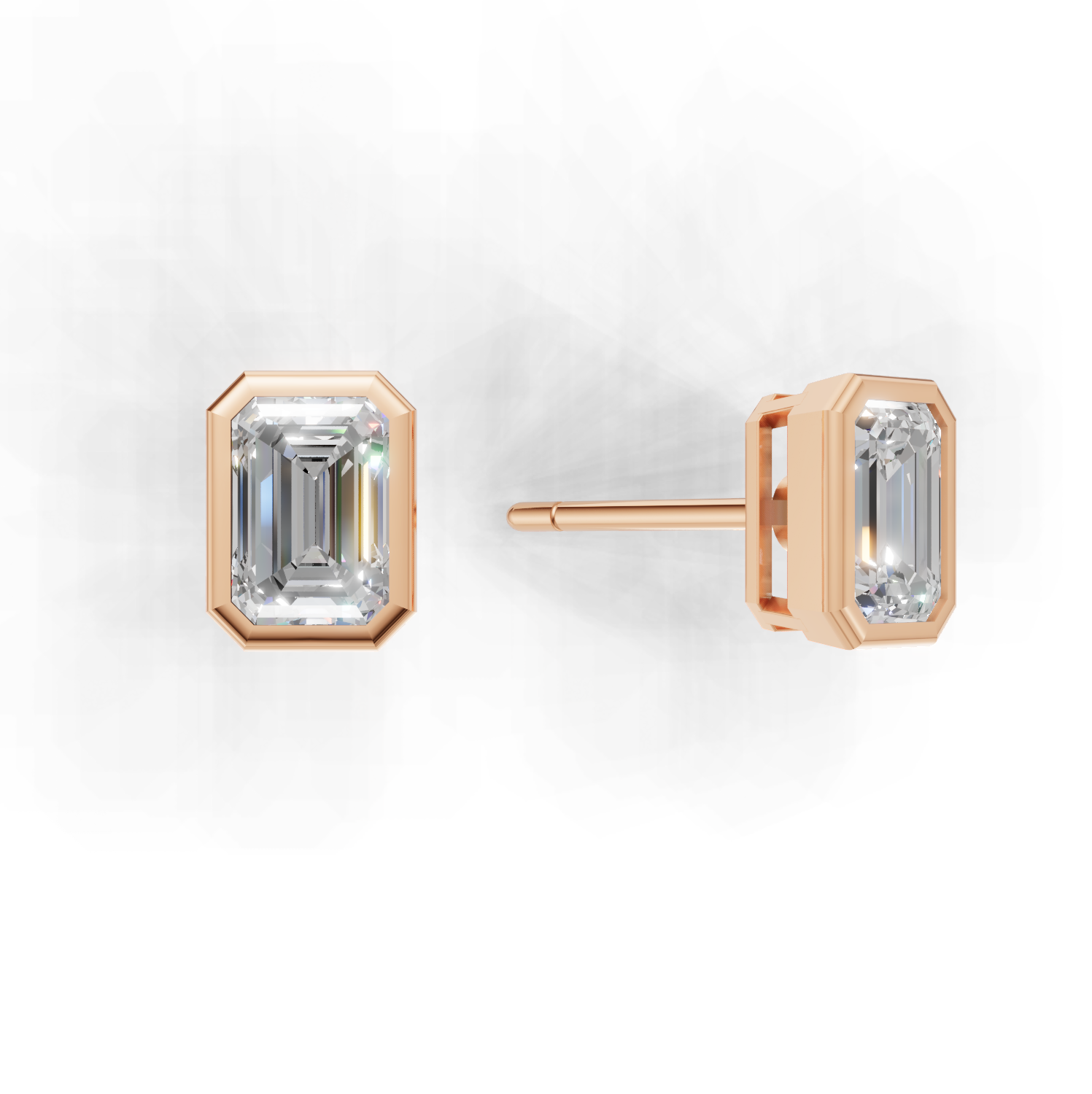 Pierce Emerald Bezel K18 Pink Gold 1ct