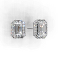 Emerald Lab Grown Diamond Halo Earring