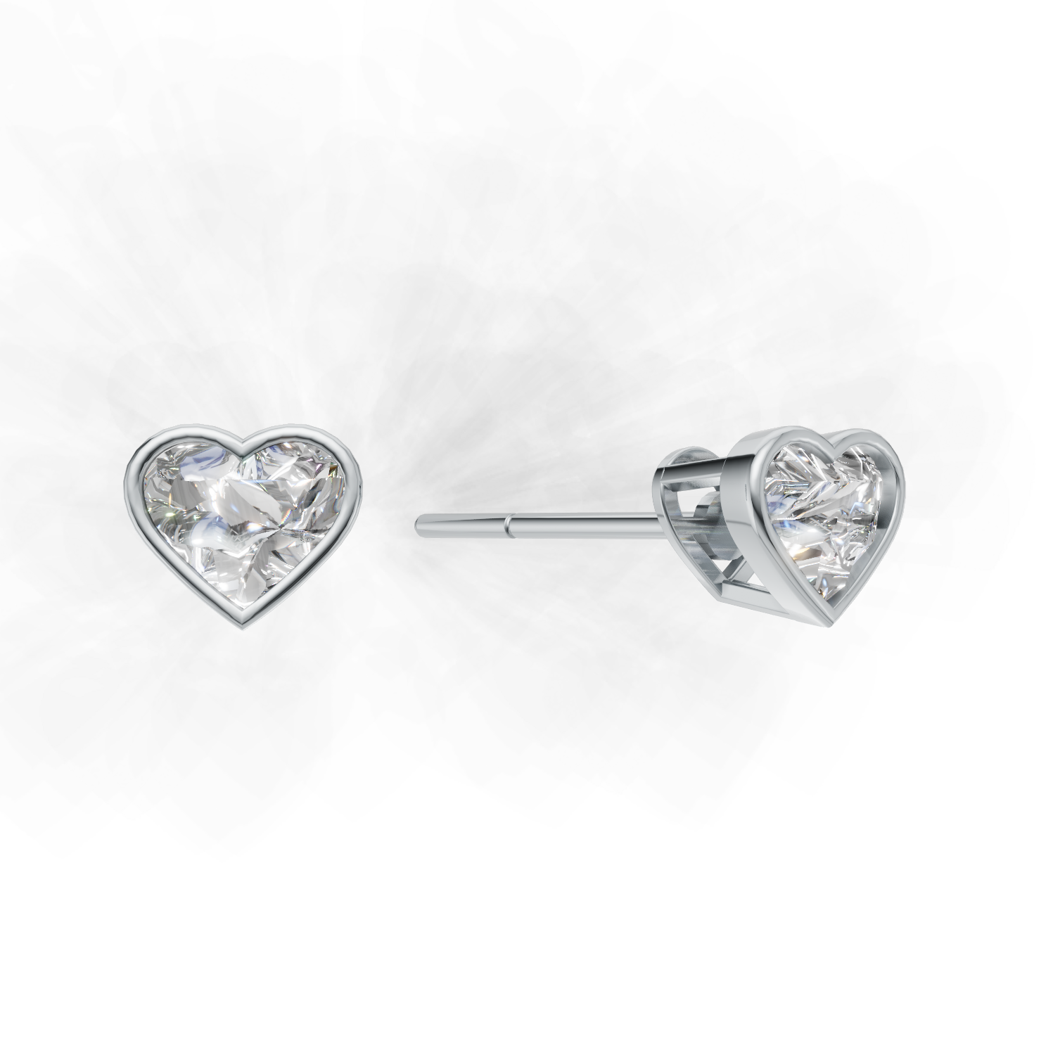 Pierce Heart Bezel K14 White Gold 1ct