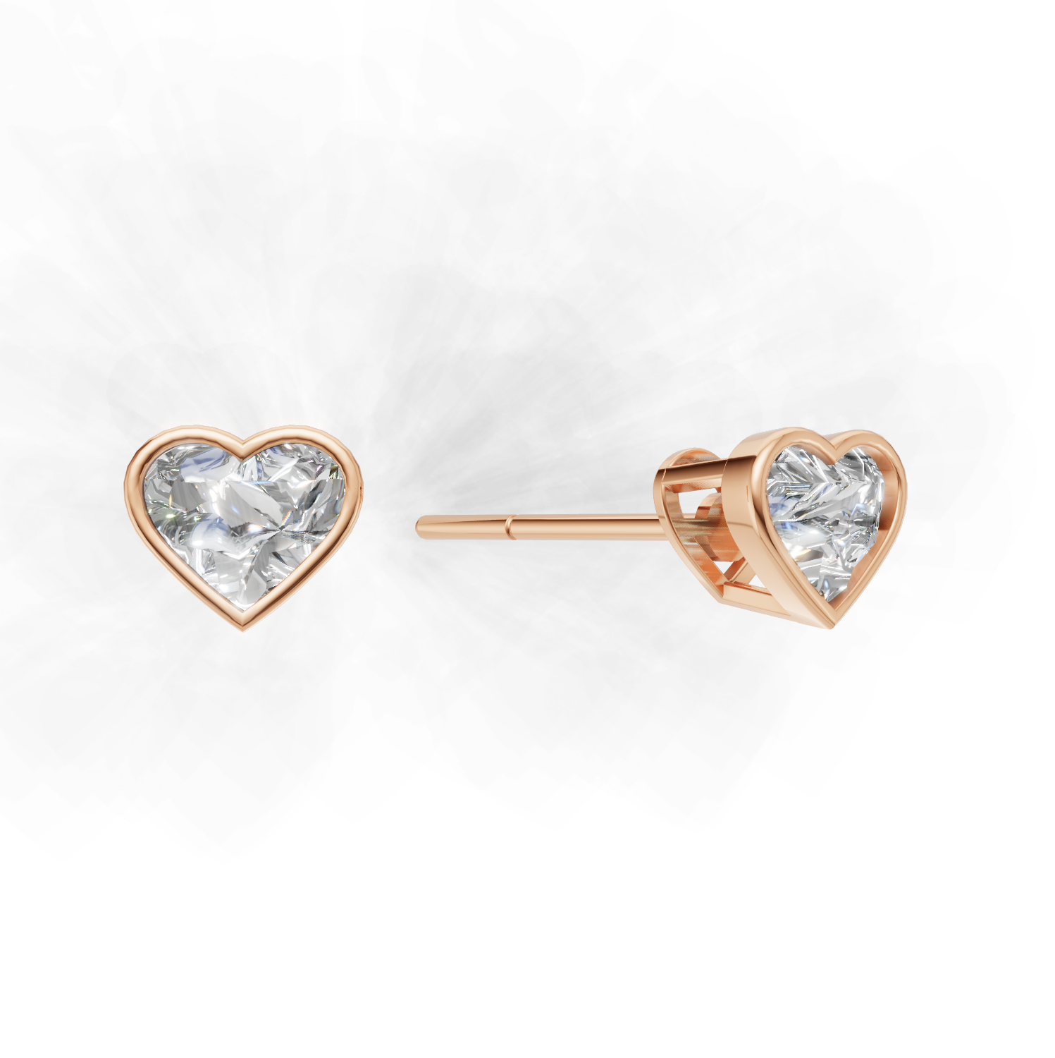 Pierce Heart Bezel K18 Pink Gold 1ct