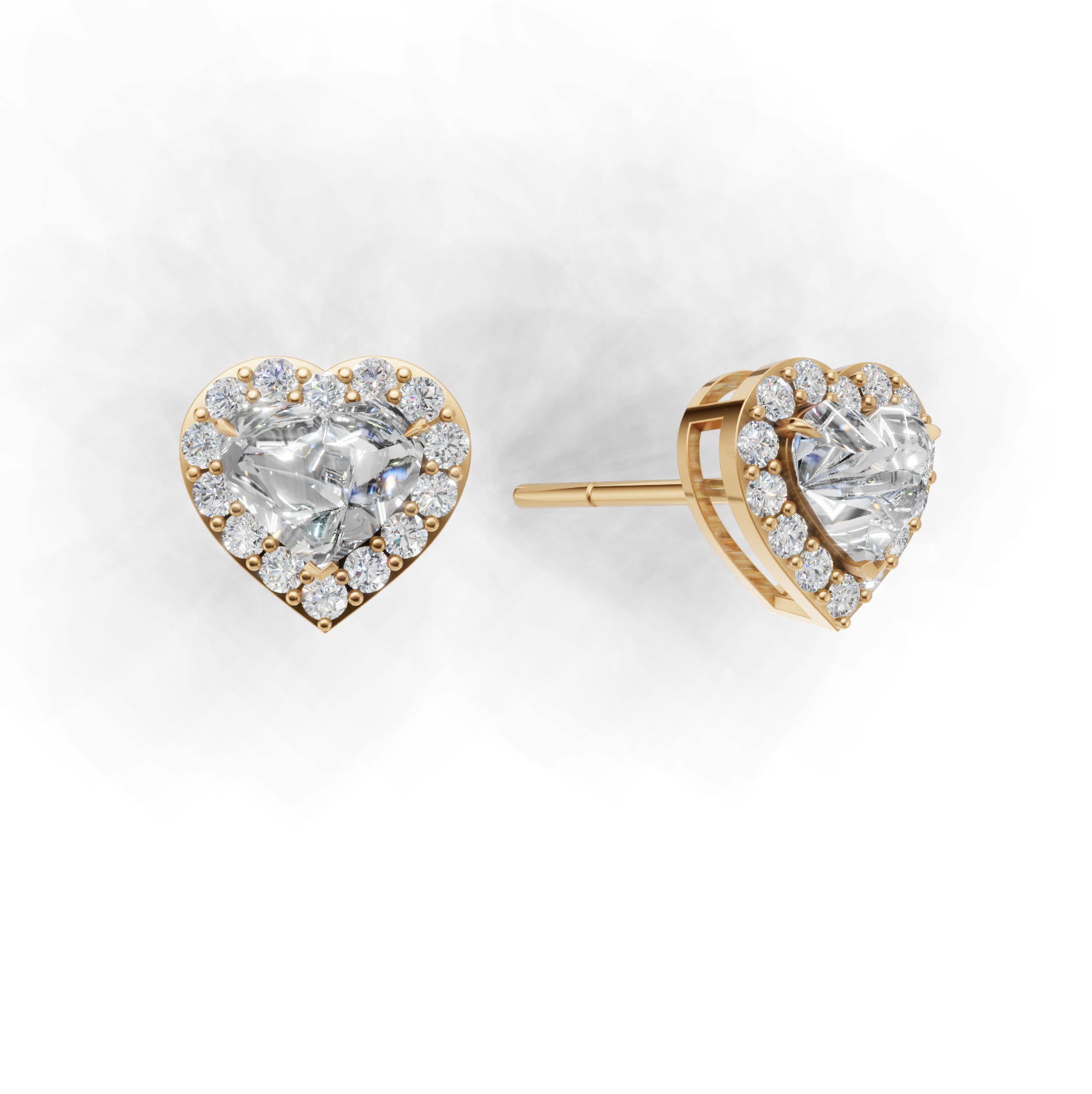 Pierce Heart Halo K14 Yellow Gold 1ct