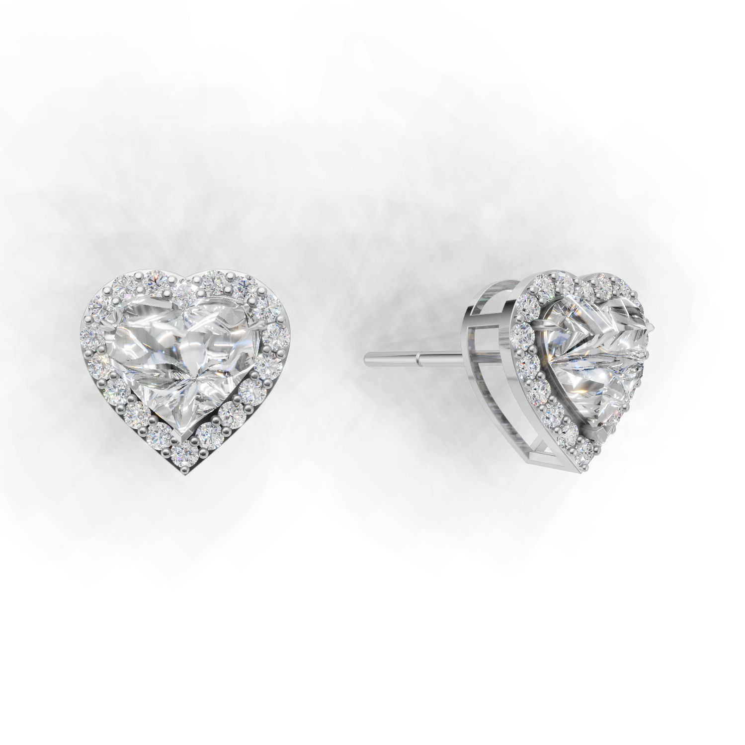 Pierce Heart Halo 18k White Gold 2ct