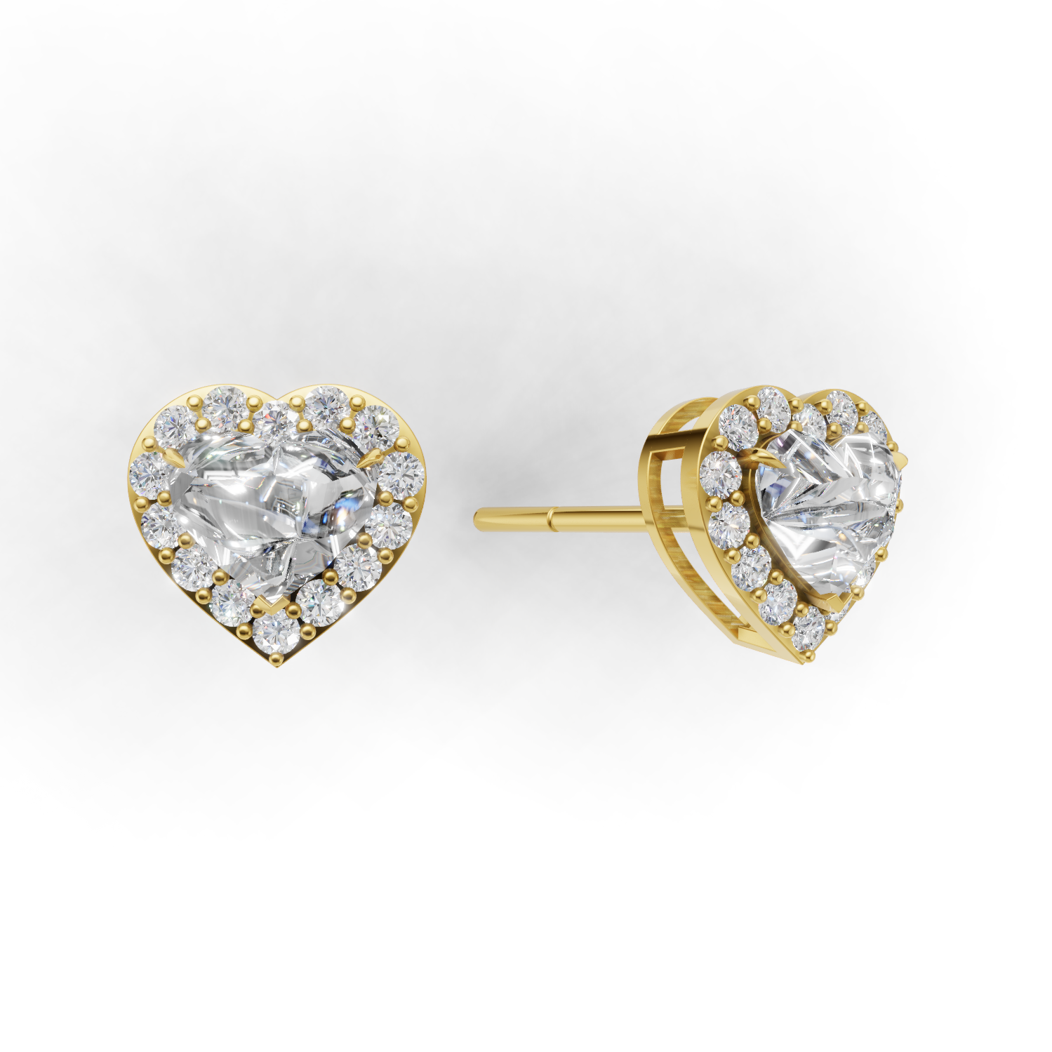 Pierce Heart Halo 18k Yellow Gold 1ct