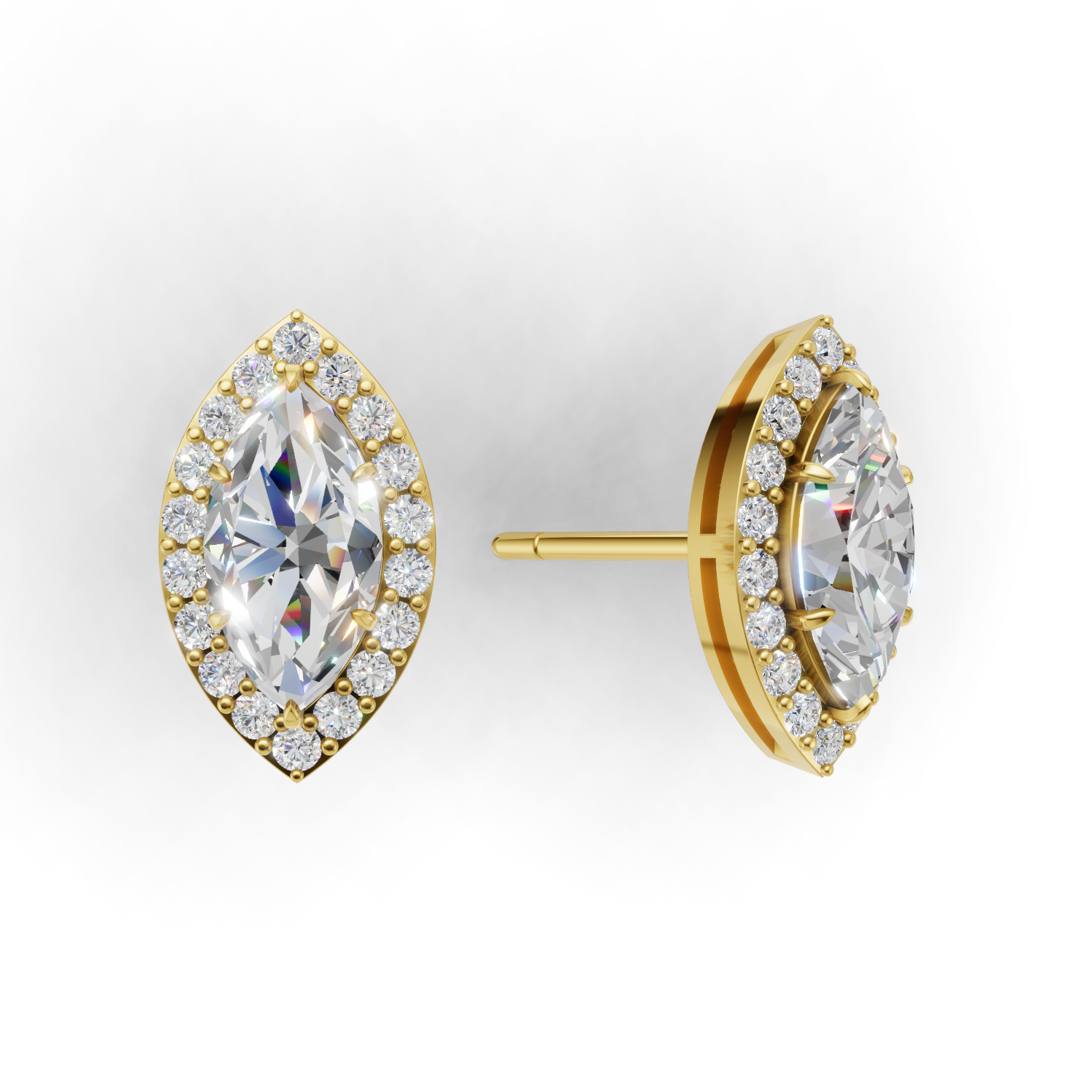 Pierce Marquise Halo 18k Yellow Gold 1ct