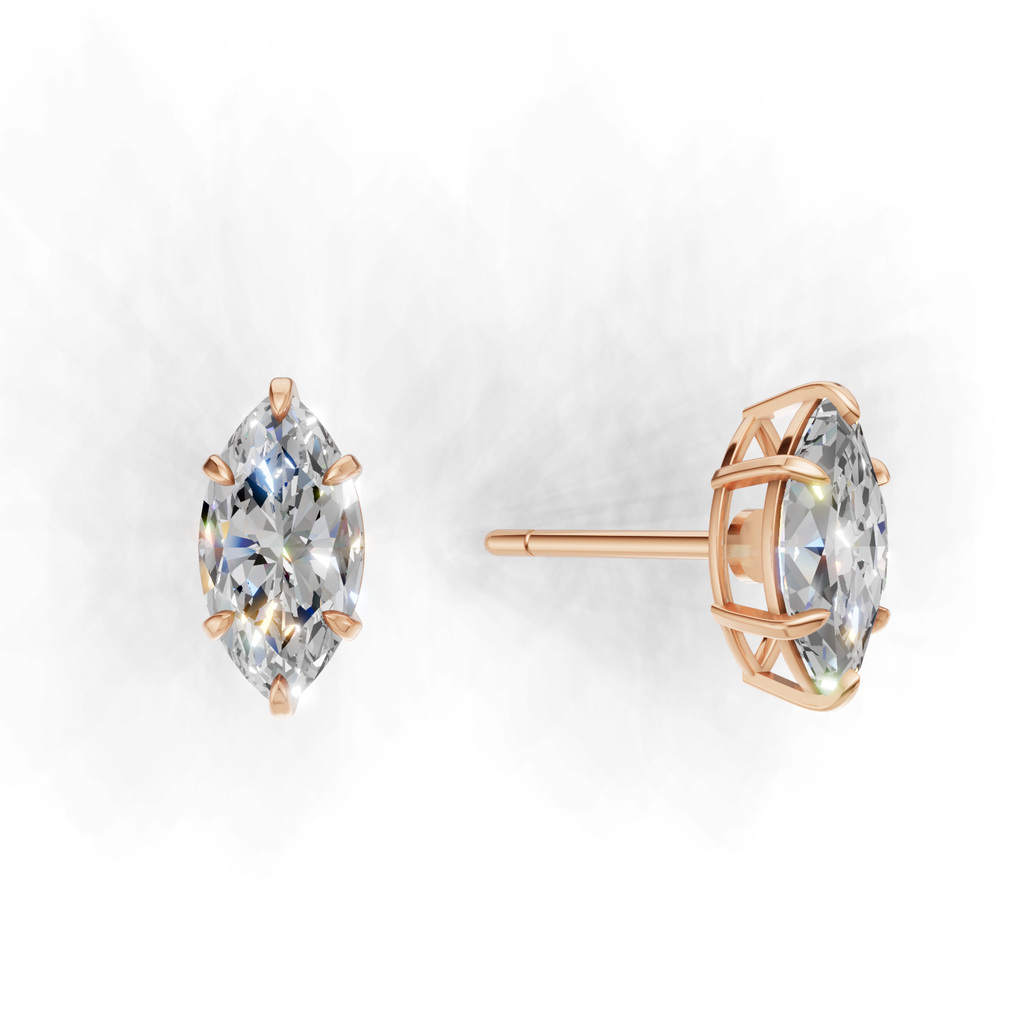 Pierce Marquise Solitaire K18 Pink Gold 1ct