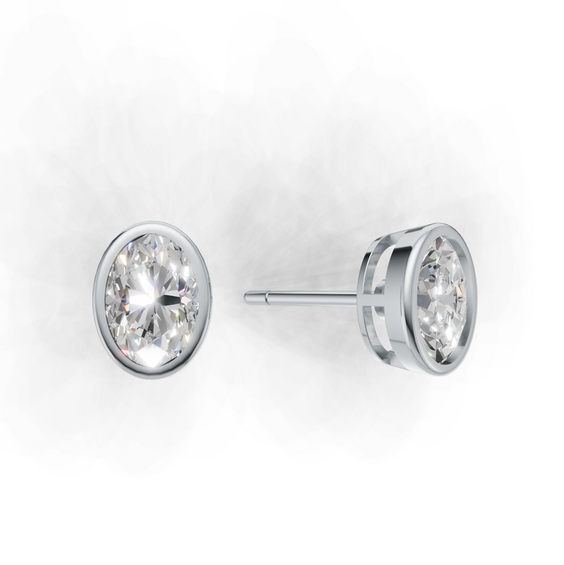 Oval Lab Grown Diamond Bezel Earring