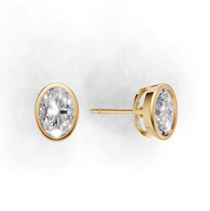 Oval Lab Grown Diamond Bezel Earring