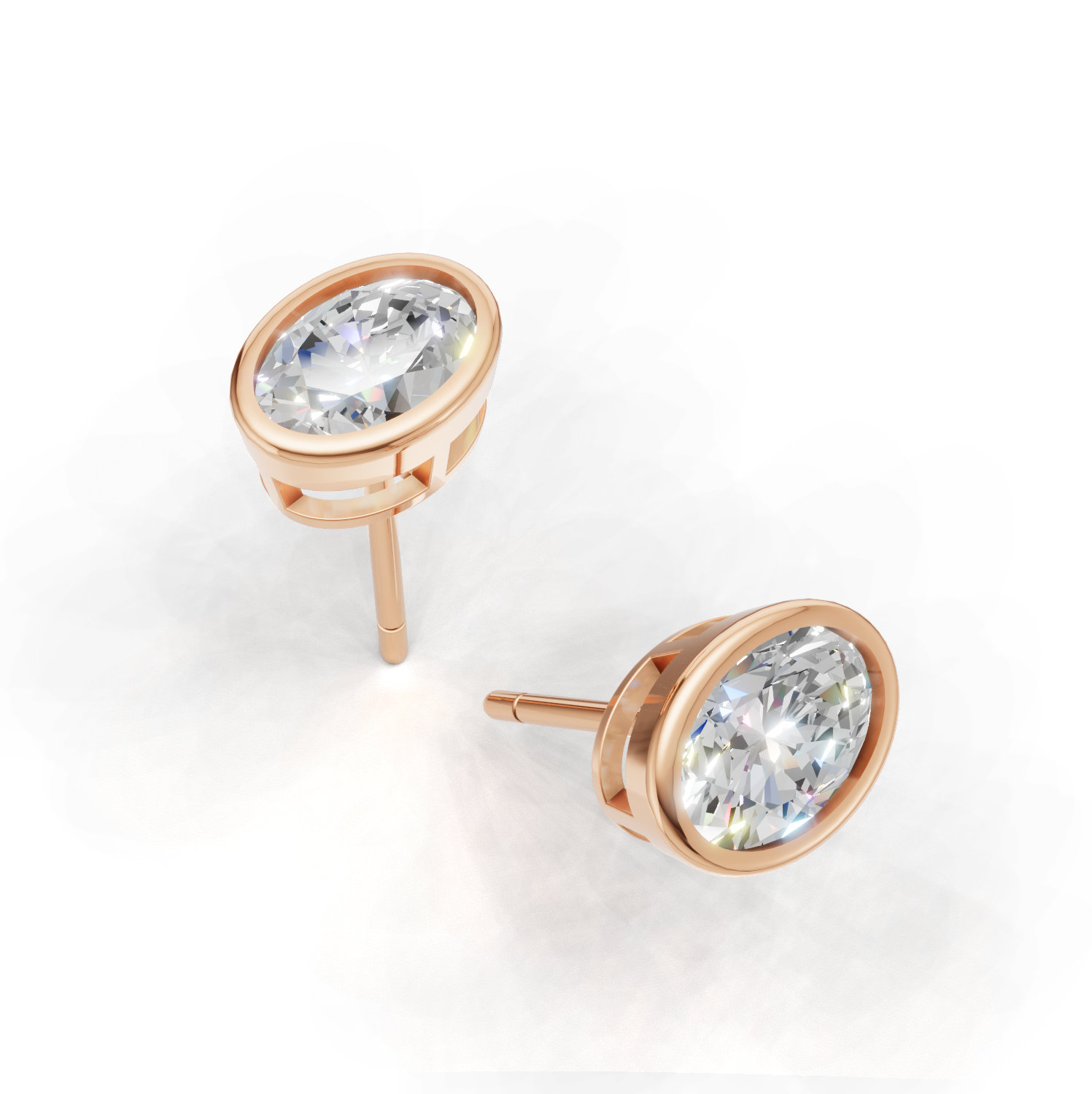 Pierce Oval Bezel K18 Pink Gold 1ct