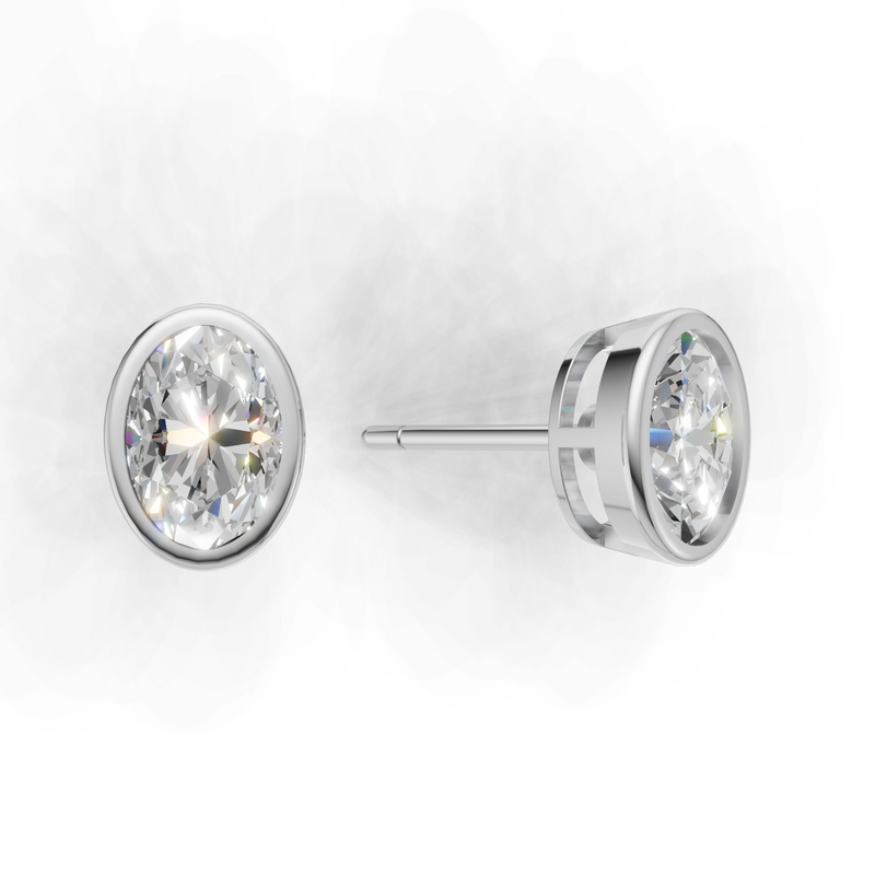 Oval Lab Grown Diamond Bezel Earring