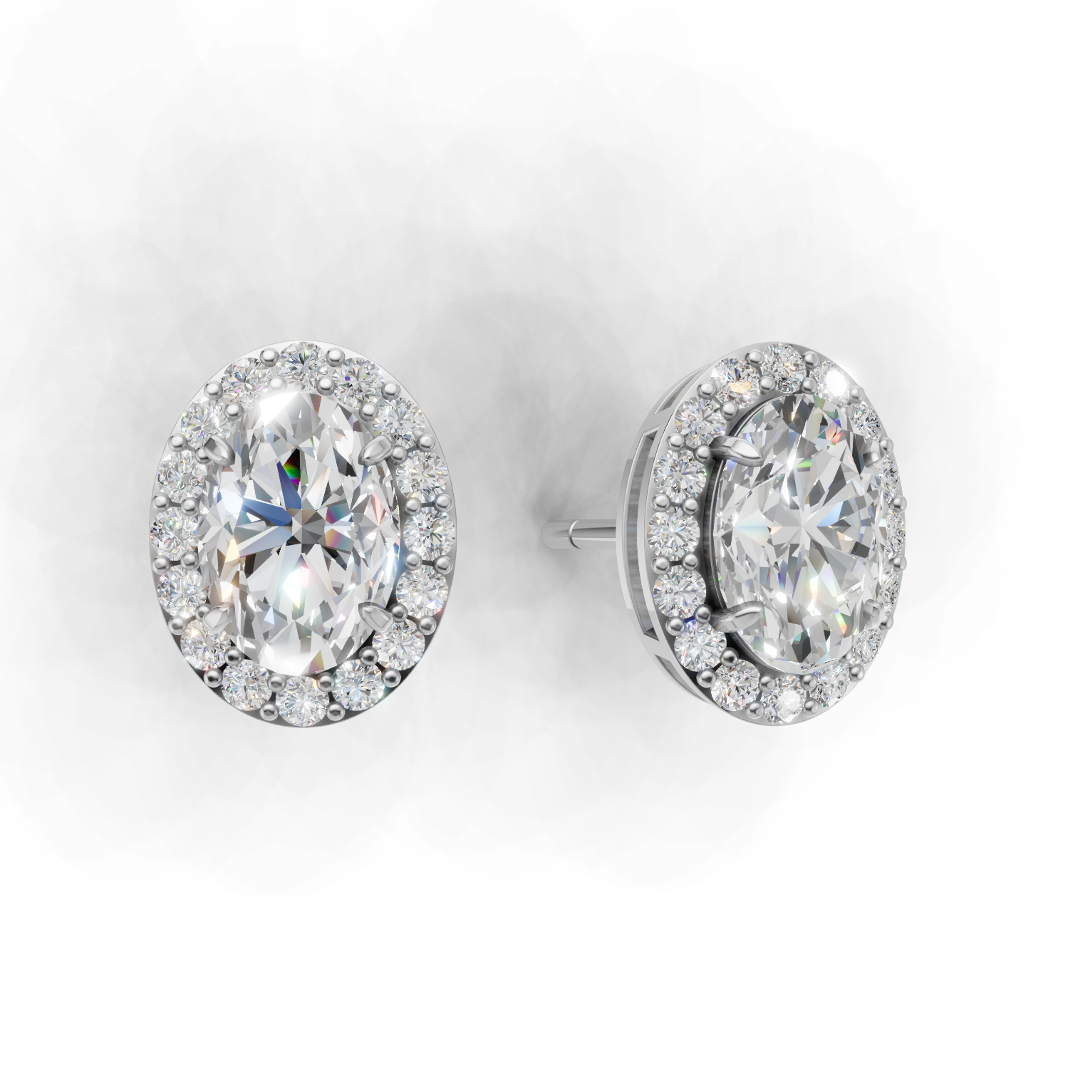 Pierce Oval Halo 18k White Gold 1ct