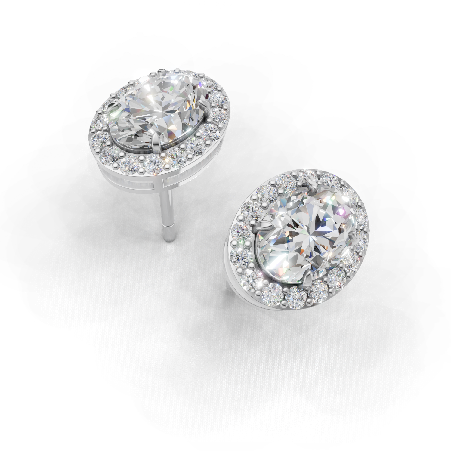 Pierce Oval Halo 18k White Gold 1ct