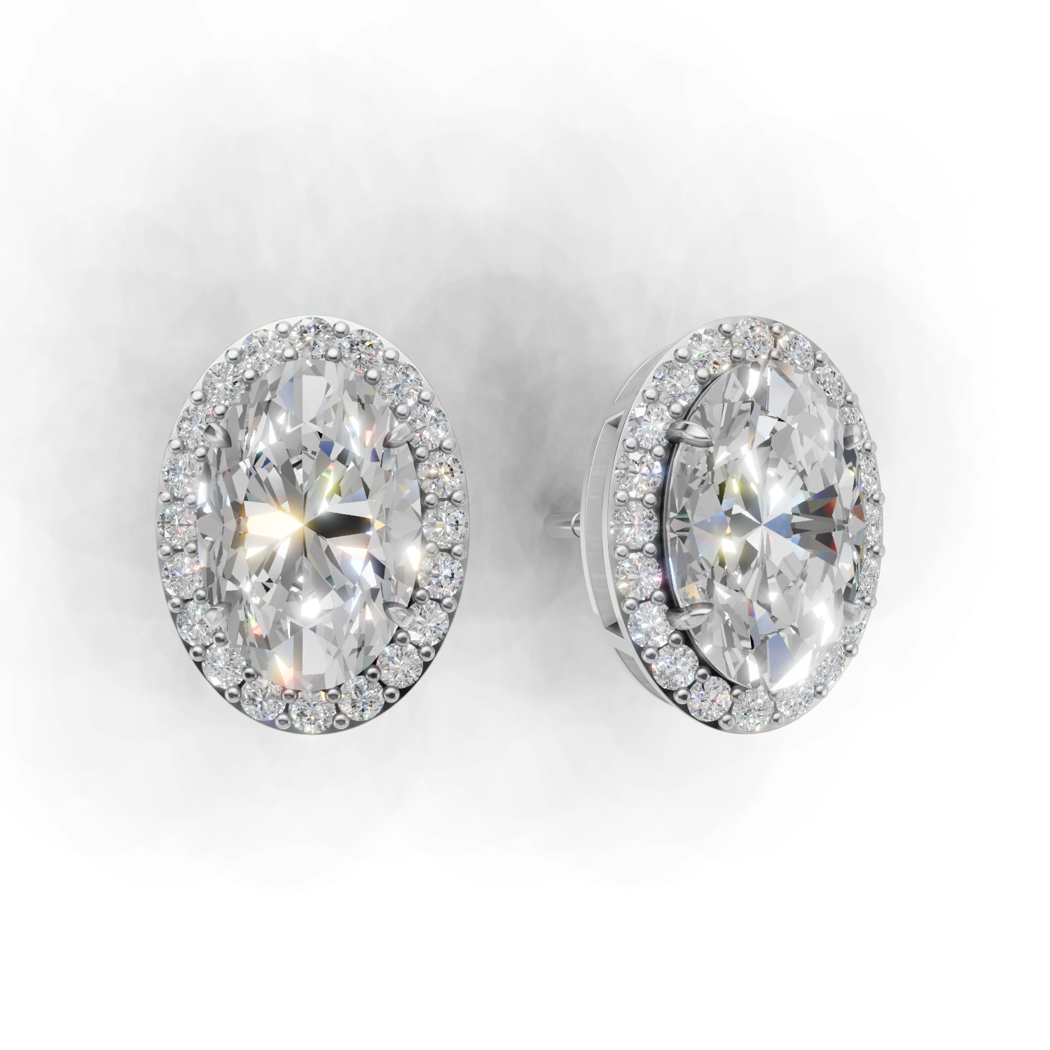 Pierce Oval Halo 18k White Gold 2ct