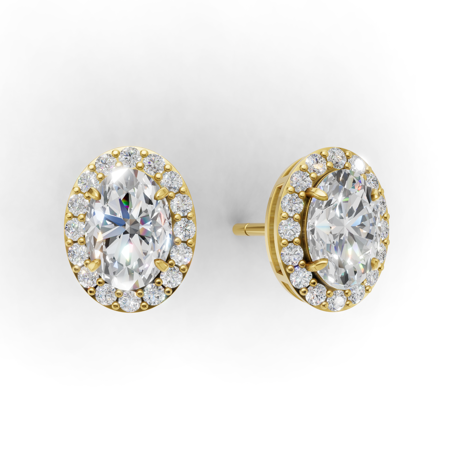 Pierce Oval Halo 18k Yellow Gold 1ct