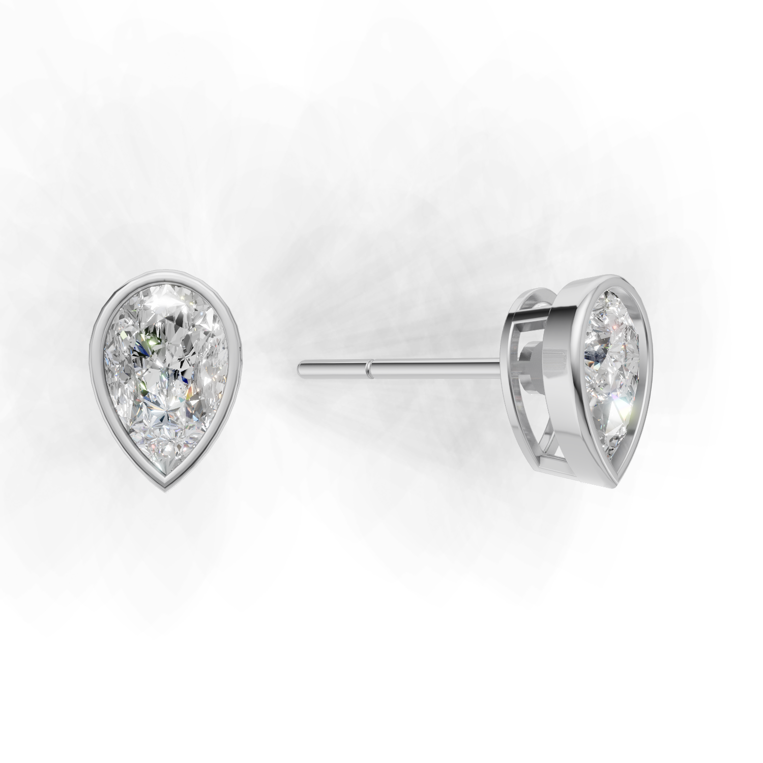 Pierce Pear Bezel 18k White Gold 1ct