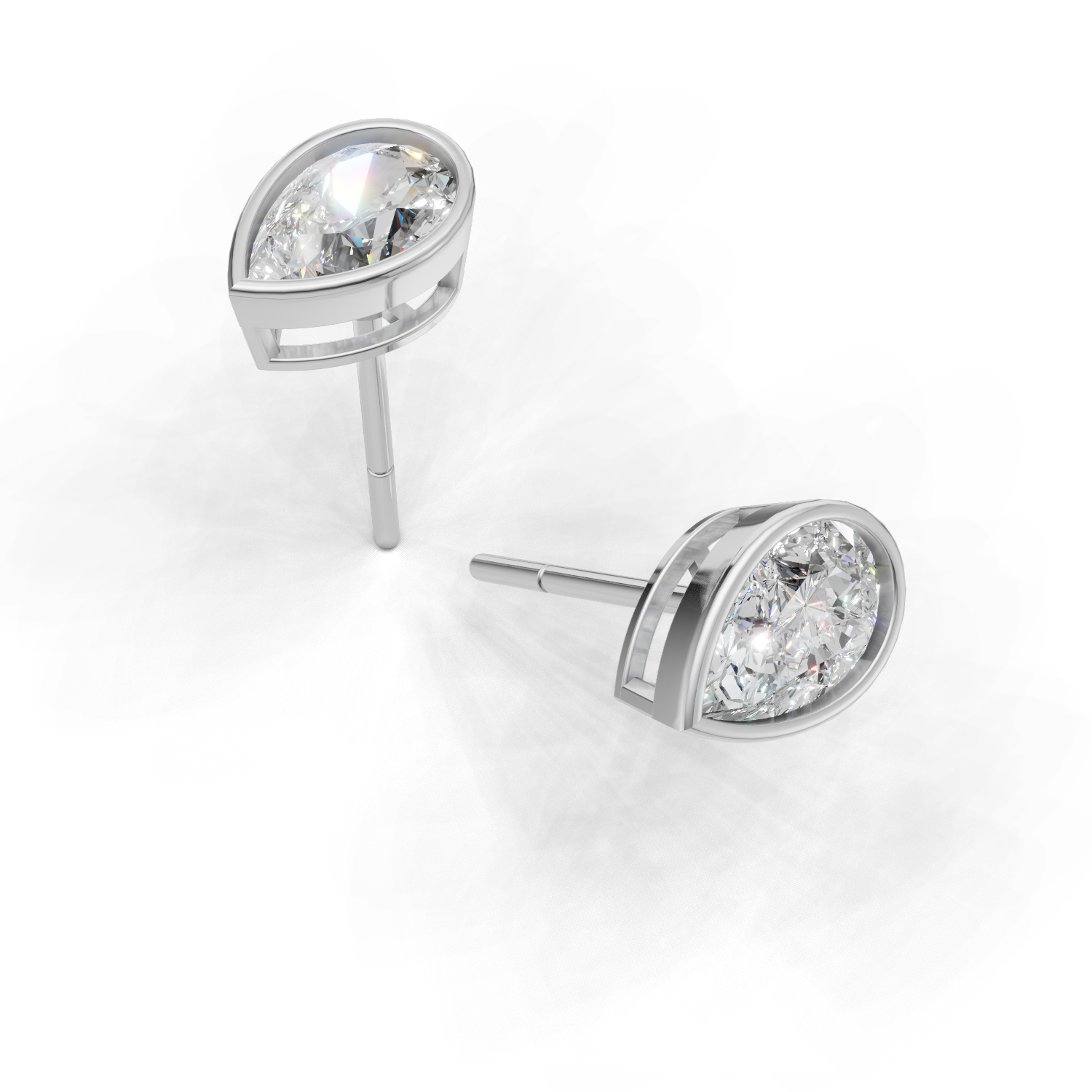 Pierce Pear Bezel 18k White Gold 1ct