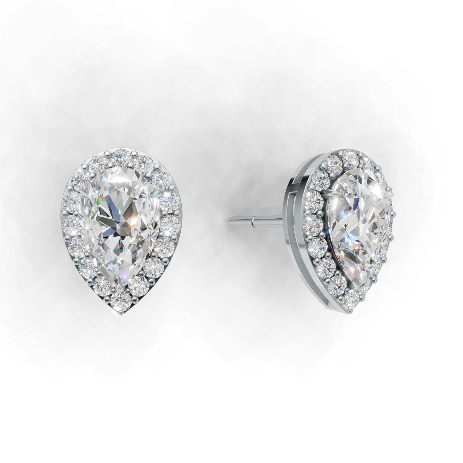 Pierce Pear Halo K14 White Gold 1ct