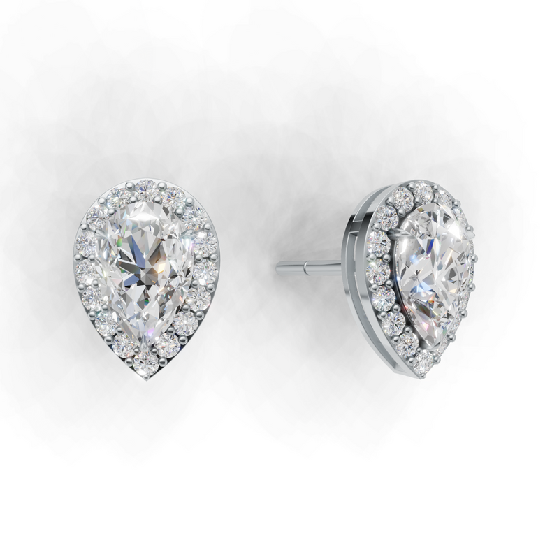 Pear Lab Grown Diamond Halo Earring