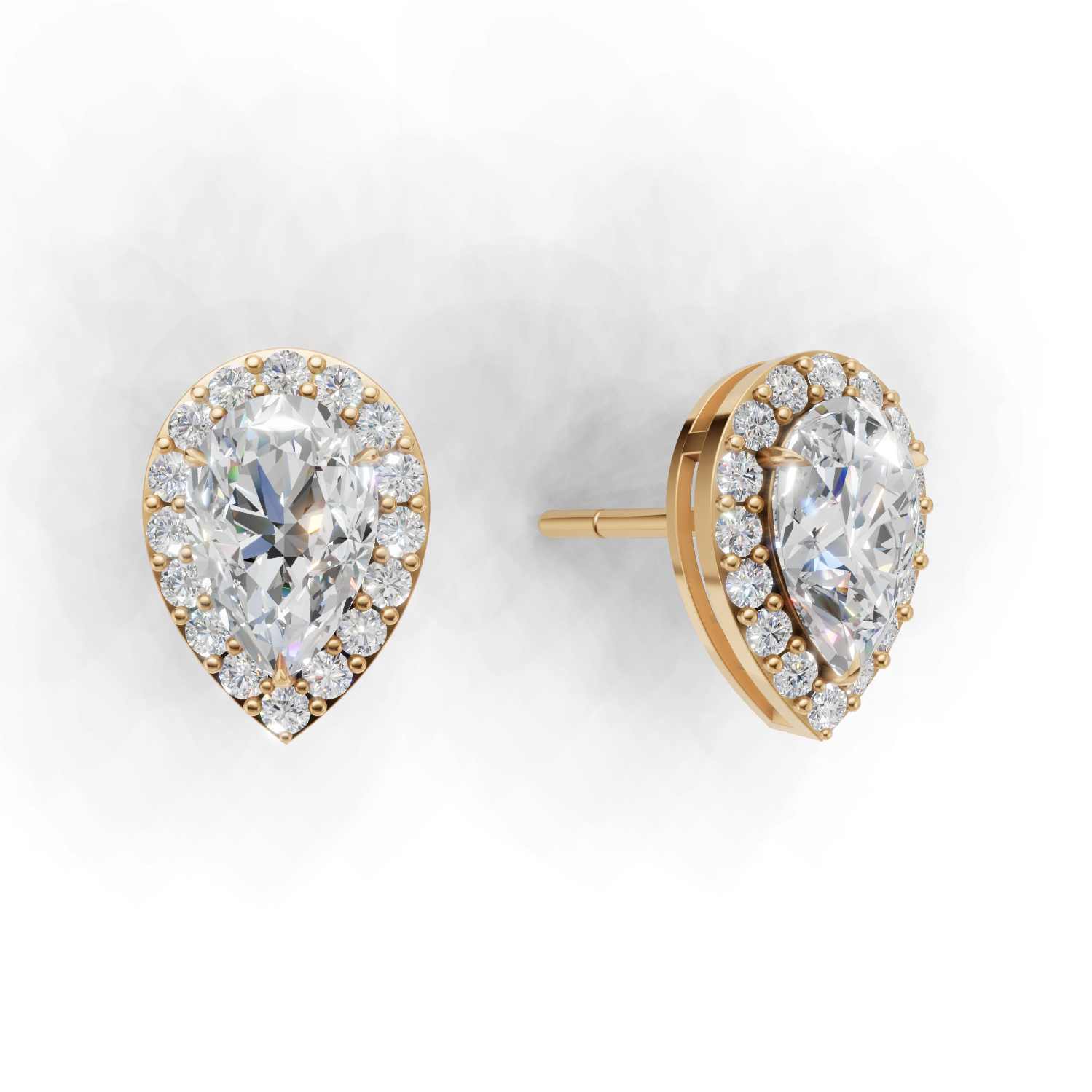 Pierce Pear Halo K14 Yellow Gold 1ct