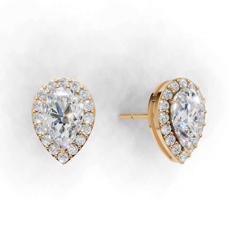 Pear Lab Grown Diamond Halo Earring