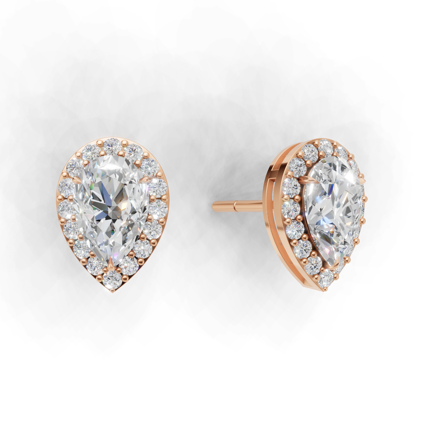 Pierce Pear Halo K18 Pink Gold 1ct