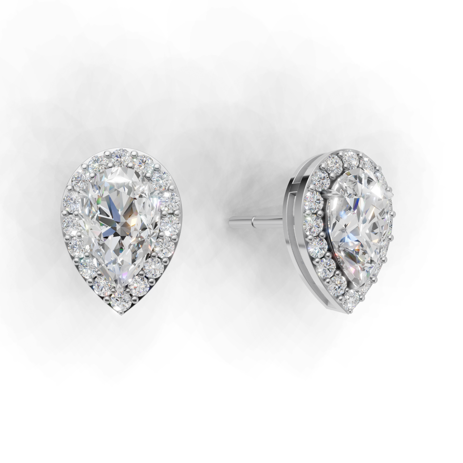 Pierce Pear Halo 18k White Gold 1ct
