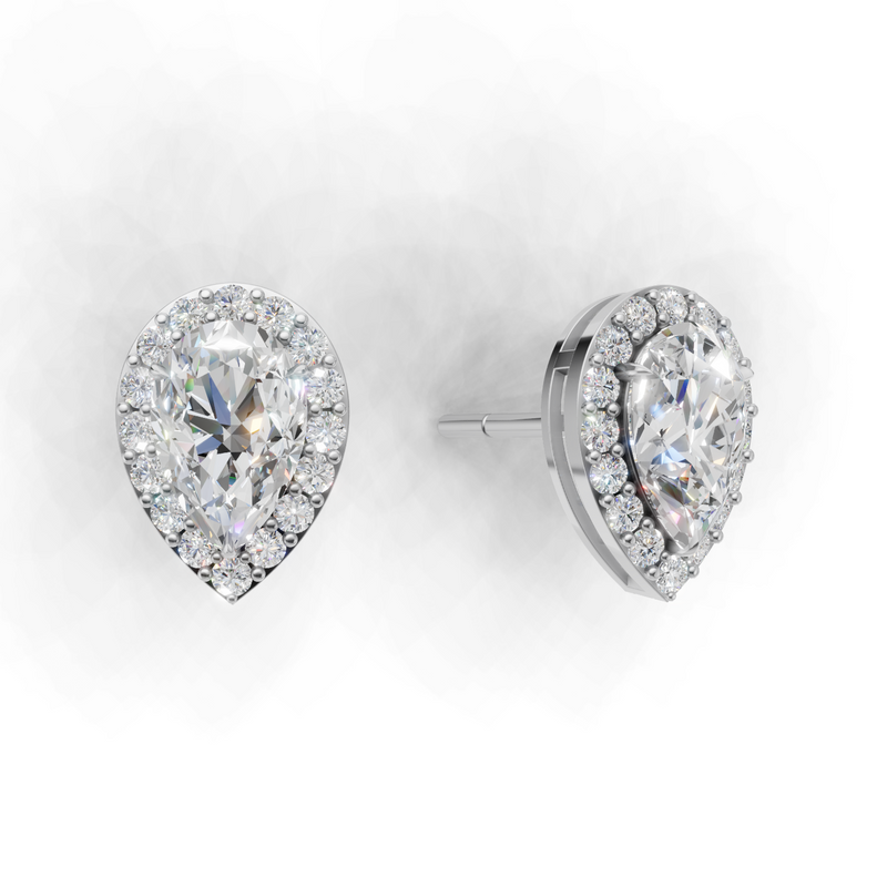 Pear Lab Grown Diamond Halo Earring