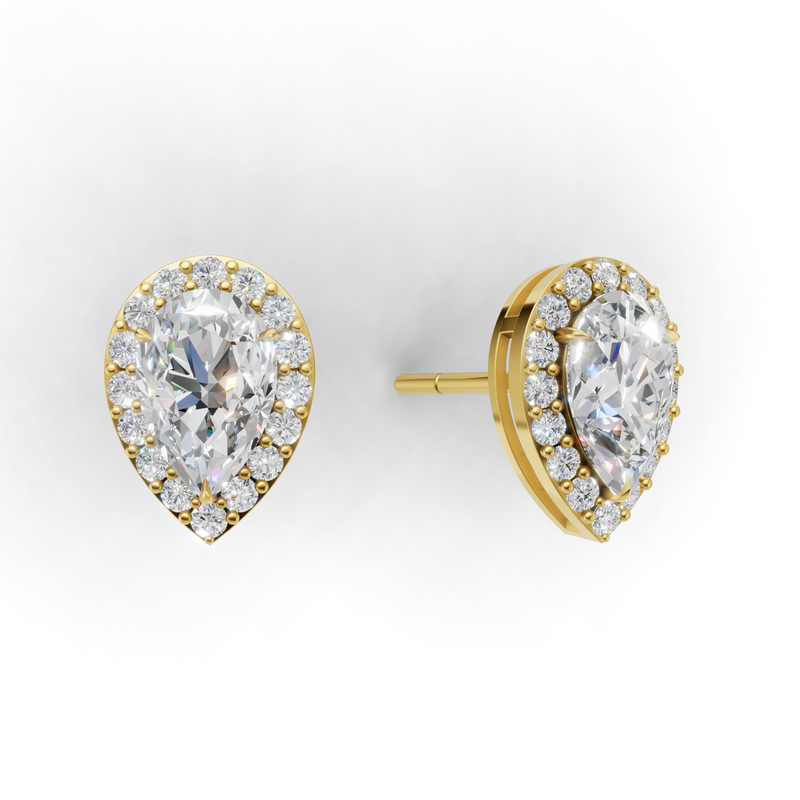 Pear Lab Grown Diamond Halo Earring