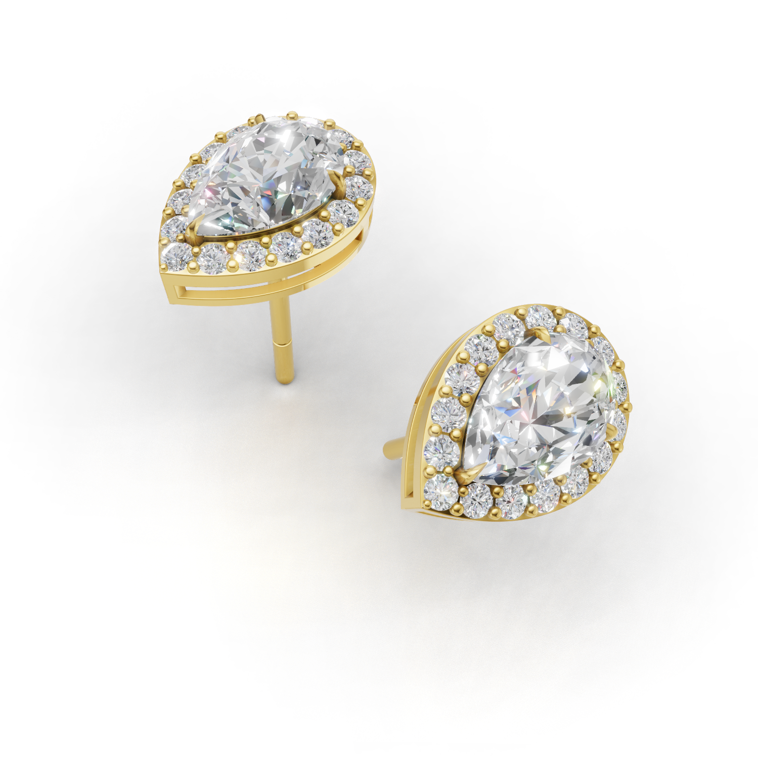 Pierce Pear Halo 18k Yellow Gold 1ct