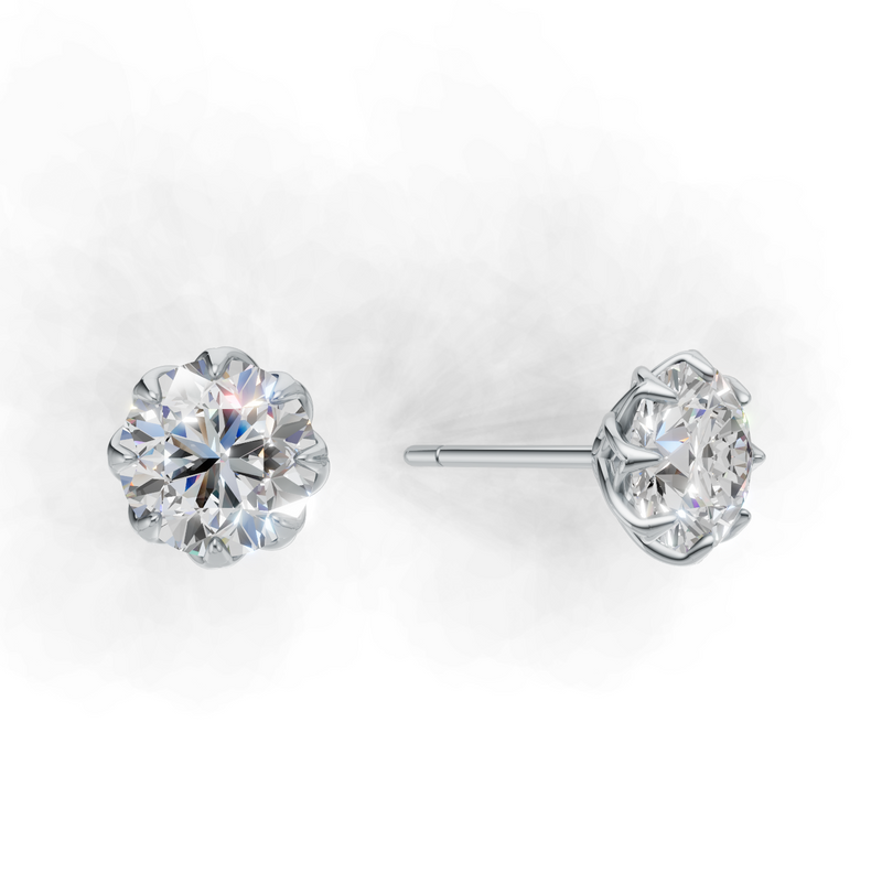 Portuguese Cut Lab Grown Diamond Solitaire Earring
