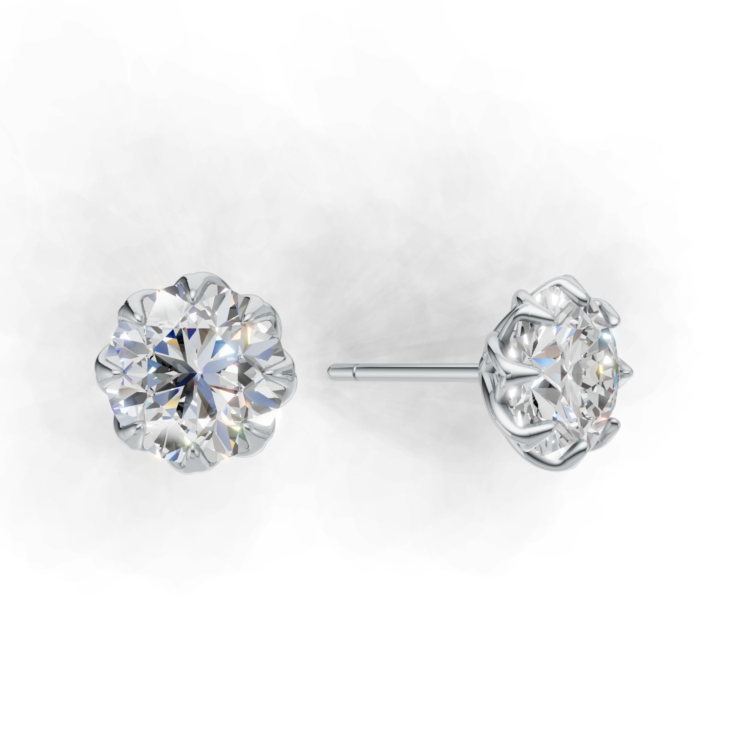 Portuguese Cut Pierce Solitaire K14 White Gold 3ct