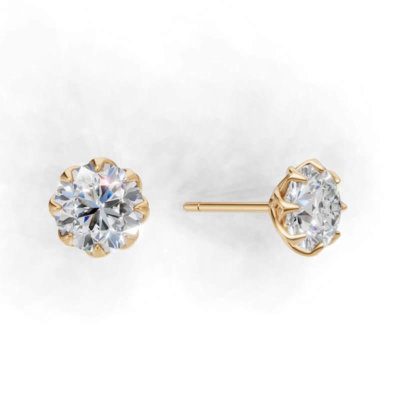 Portuguese Cut Lab Grown Diamond Solitaire Earring