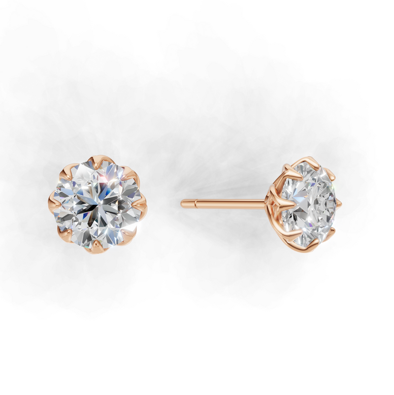 Portuguese Cut Lab Grown Diamond Solitaire Earring