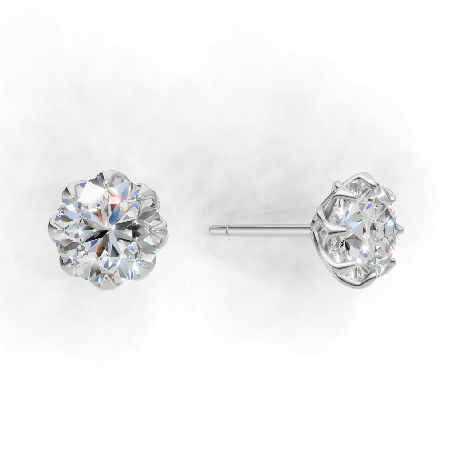 Portuguese Cut Pierce Solitaire 18k White Gold 2ct