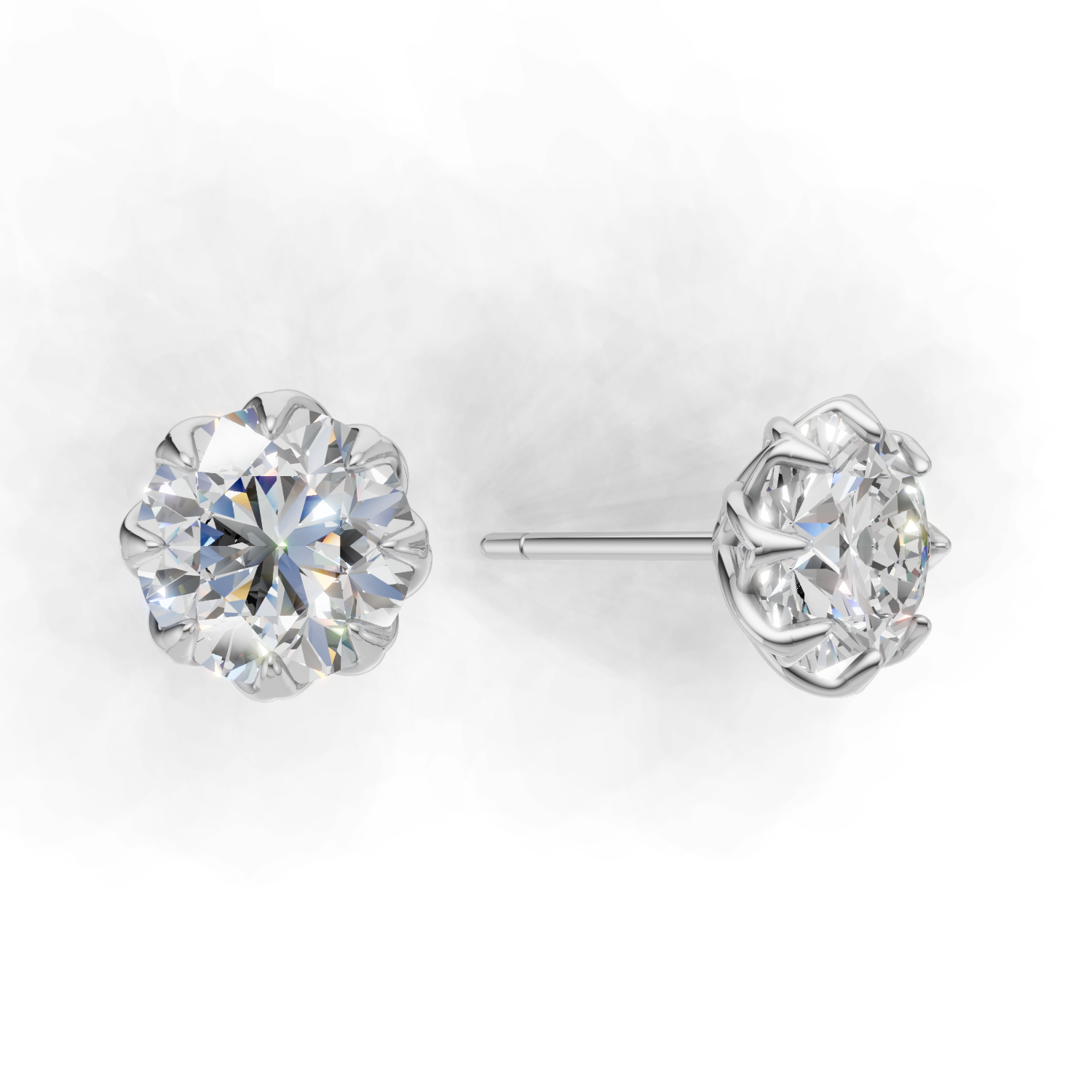 Portuguese Cut Pierce Solitaire 18k White Gold 3ct