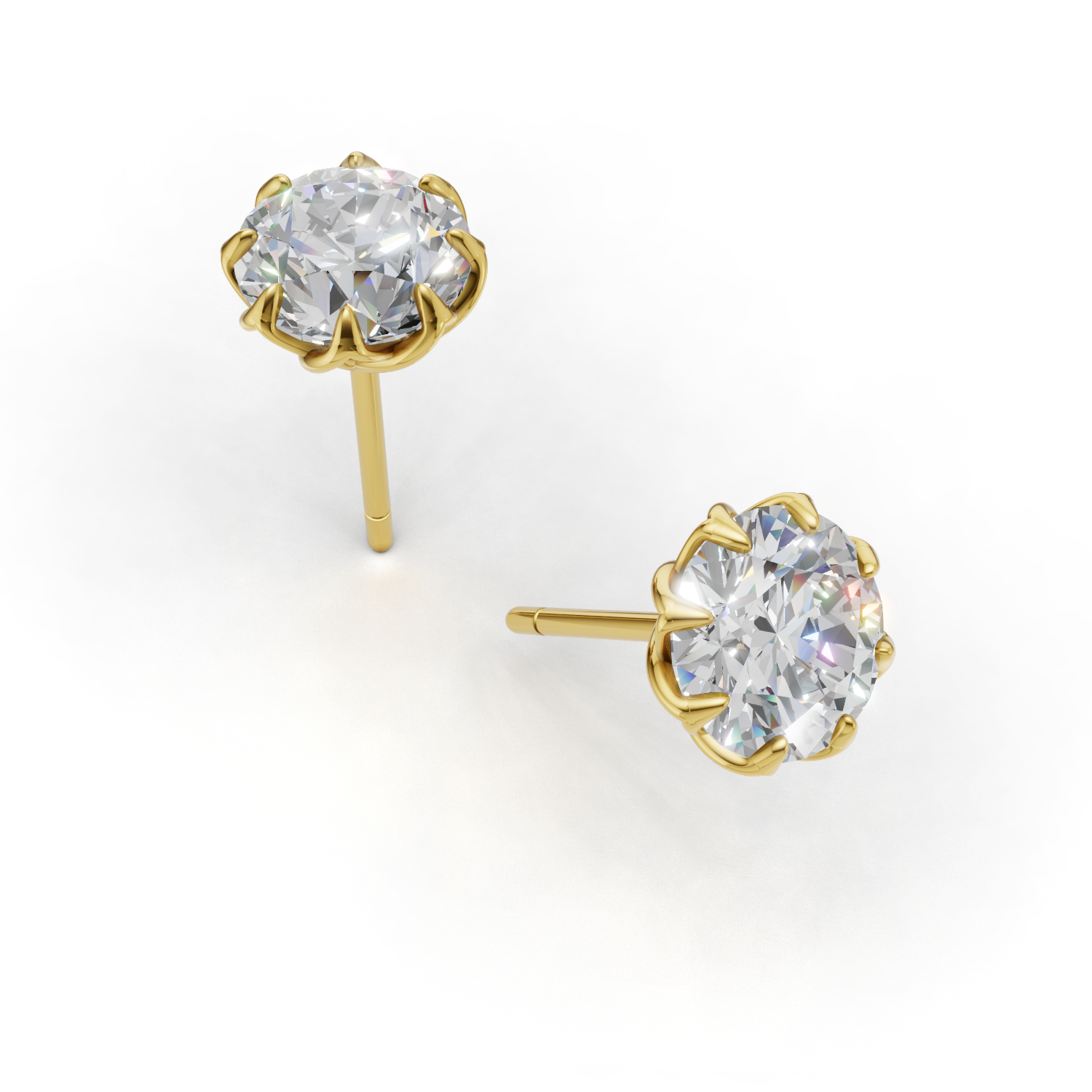 Portuguese Cut Pierce Solitaire 18k Yellow Gold 2ct