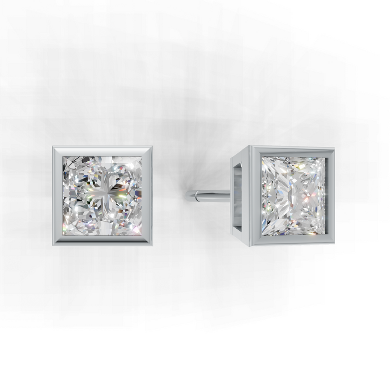 Princess Lab Grown Diamond Bezel Earring