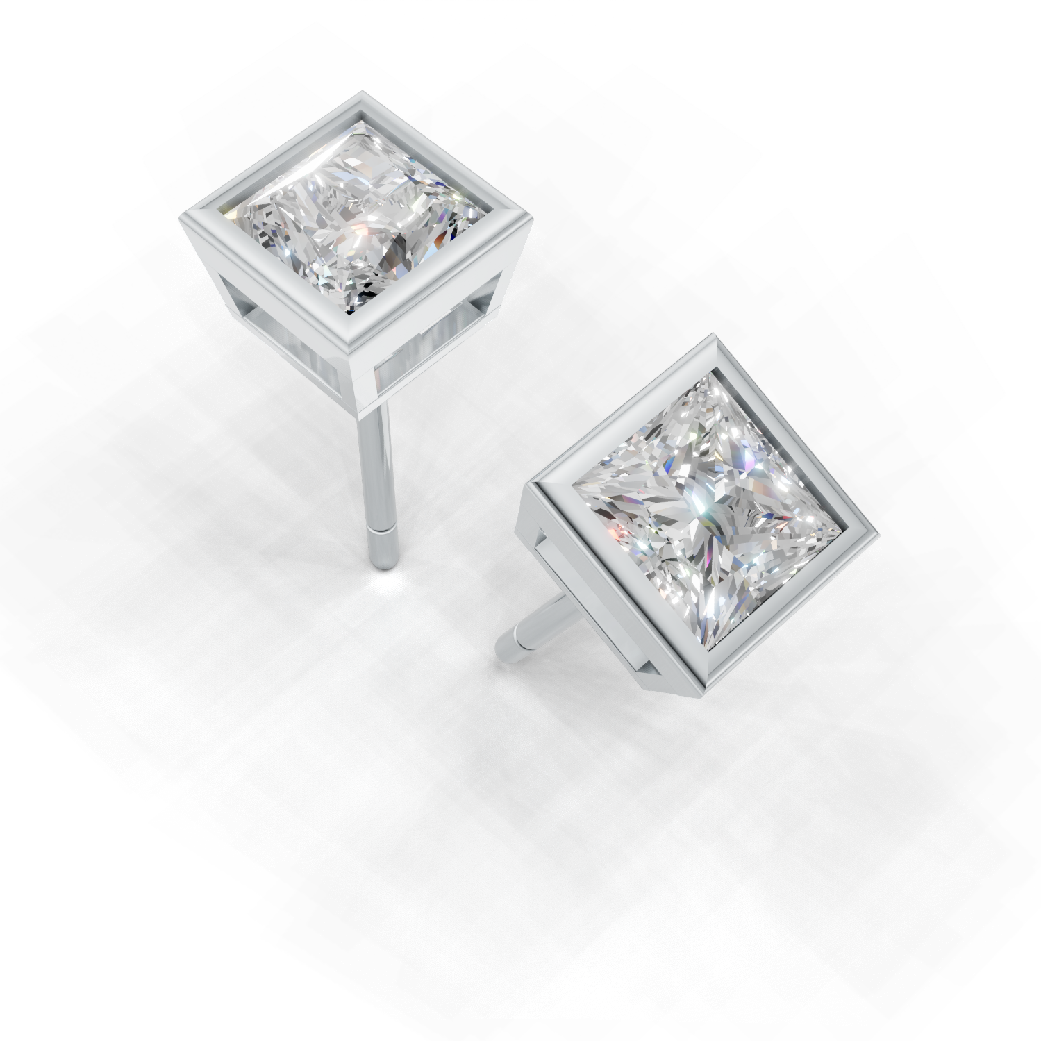 Pierce Princess Bezel K14 White Gold 1ct