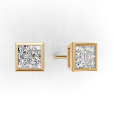Pierce Princess Bezel K14 Yellow Gold 1ct