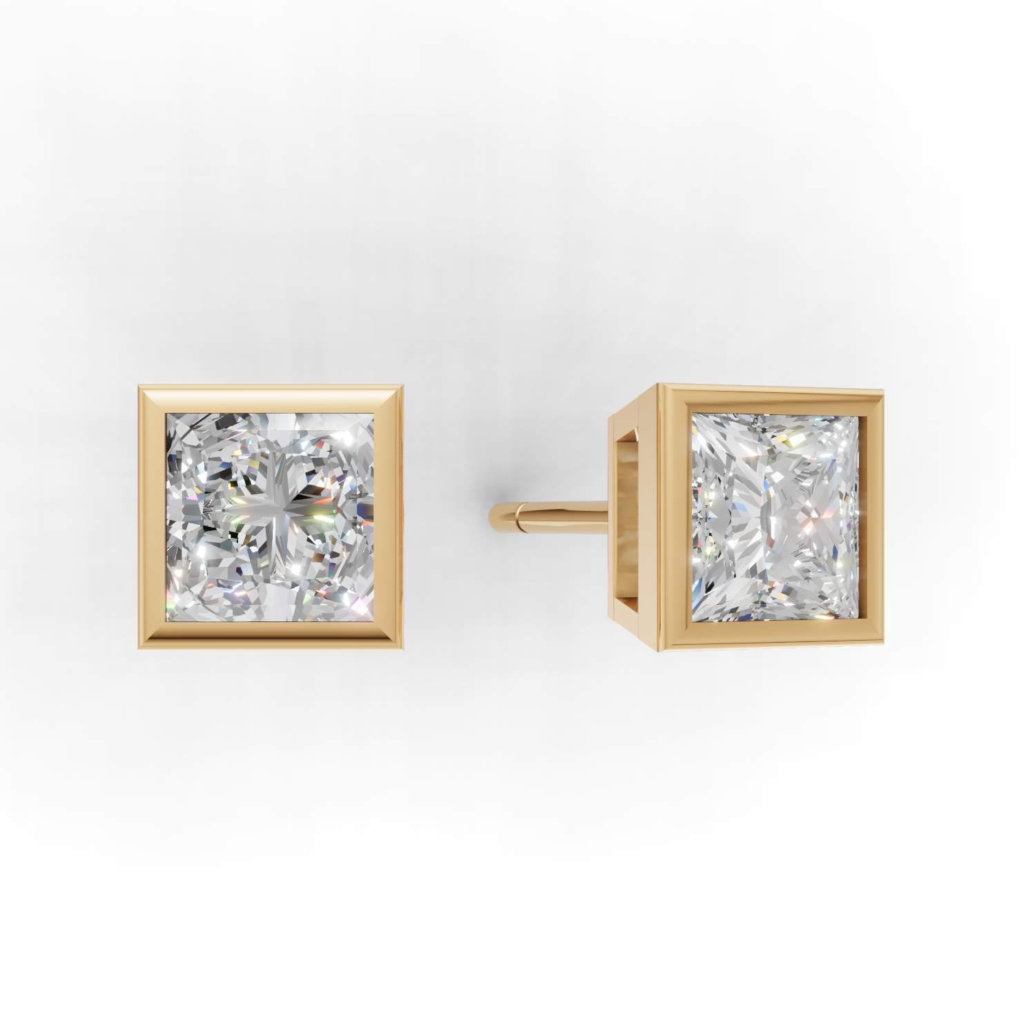 Pierce Princess Bezel K14 Yellow Gold 1ct
