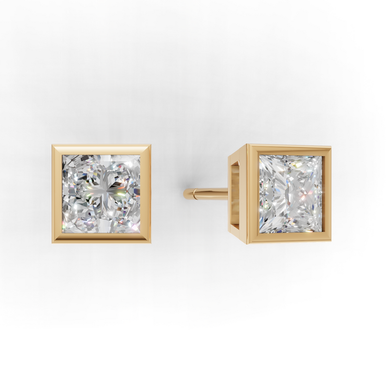 Princess Lab Grown Diamond Bezel Earring