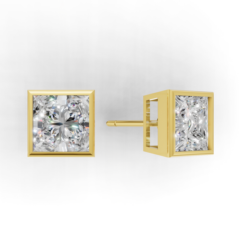 Princess Lab Grown Diamond Bezel Earring
