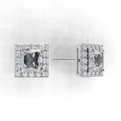 Pierce Princess Halo 18k White Gold 1ct