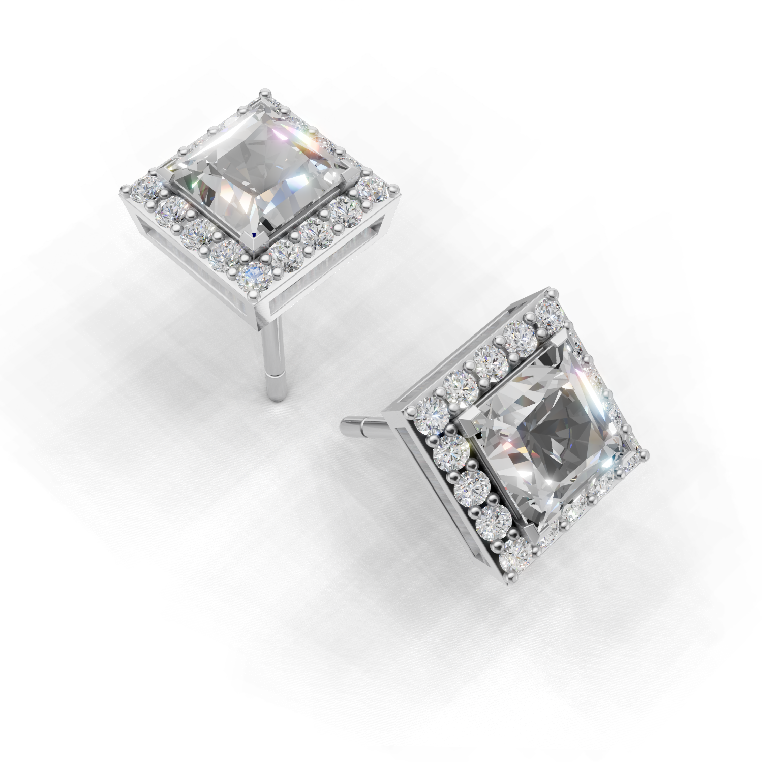 Pierce Princess Halo 18k White Gold 1ct