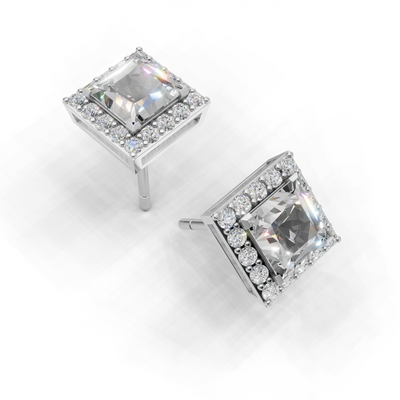 Pierce Princess Halo 18k White Gold 1ct