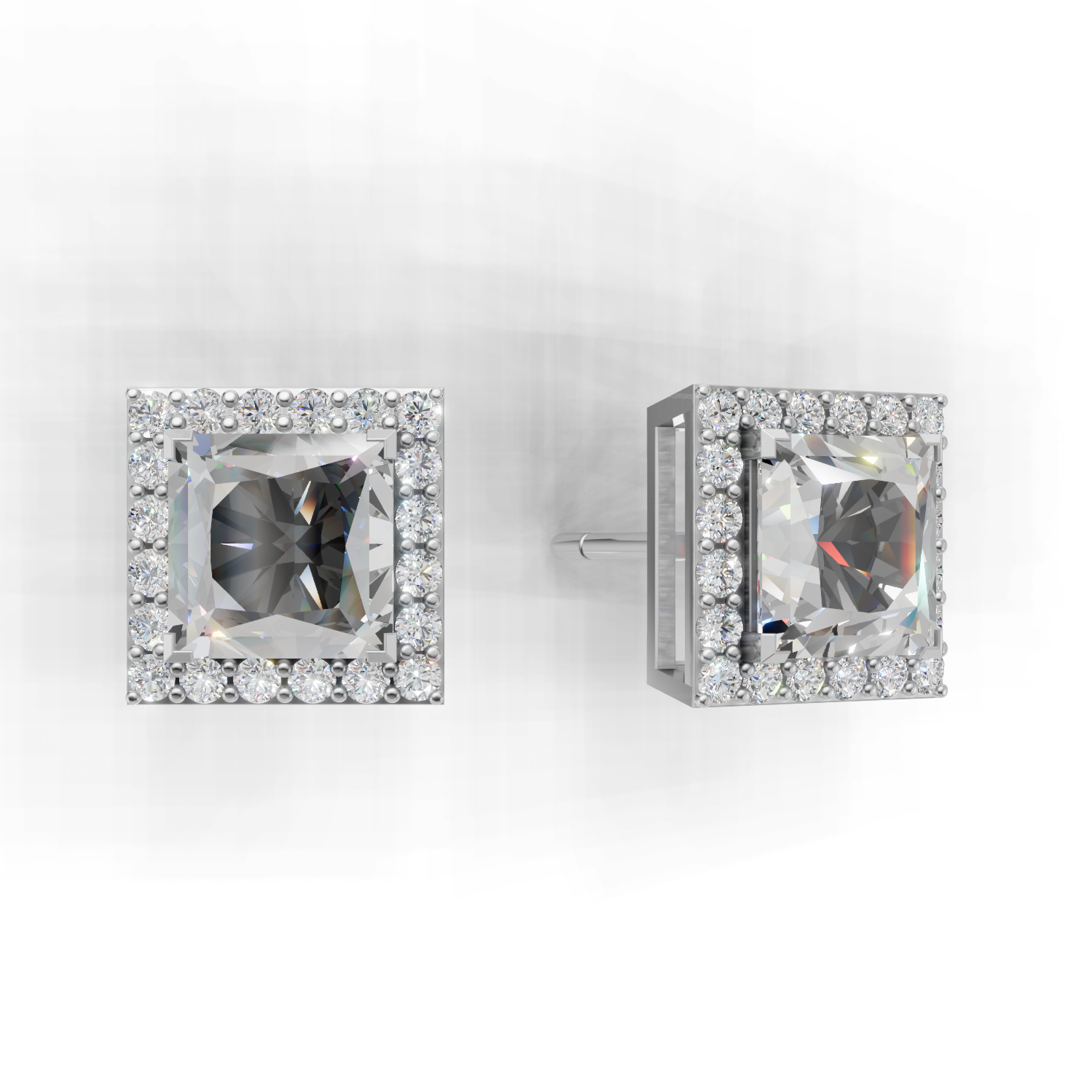 Pierce Princess Halo 18k White Gold 2ct
