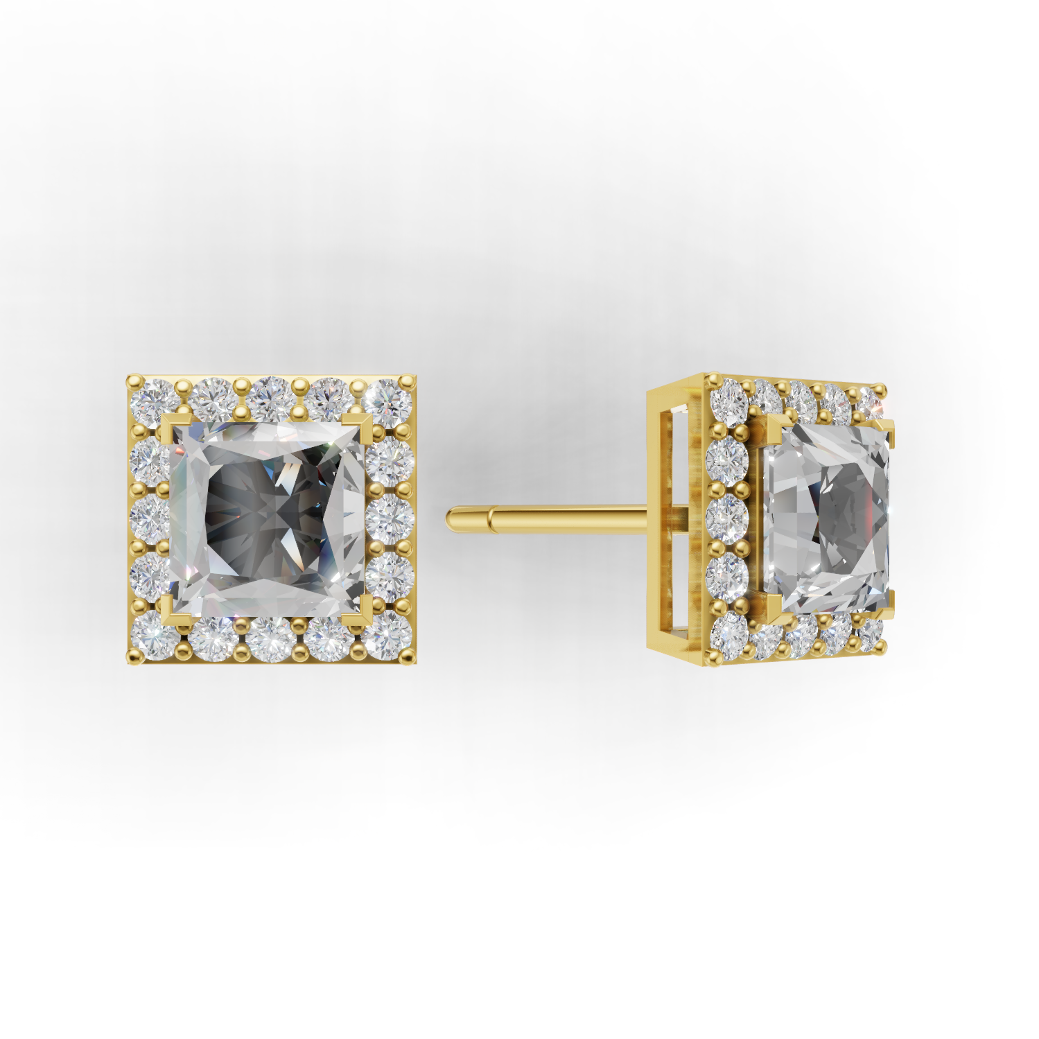 Pierce Princess Halo 18k Yellow Gold 1ct