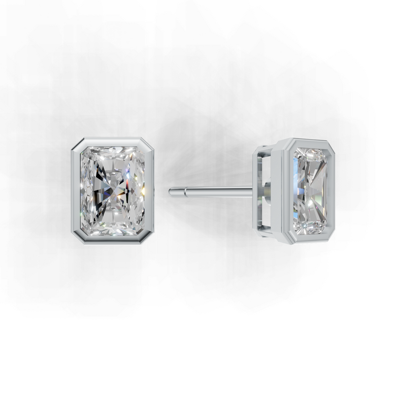 Radiant Lab Grown Diamond Bezel Earring