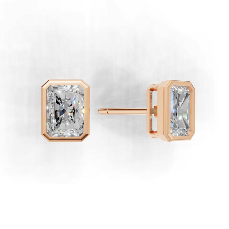 Radiant Lab Grown Diamond Bezel Earring