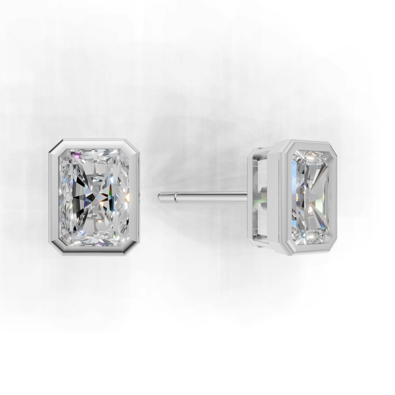 Radiant Lab Grown Diamond Bezel Earring